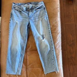 Calvin Klein Jeans Light Blue Distressed Cropped Denim